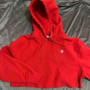 Champion red crop hoodie